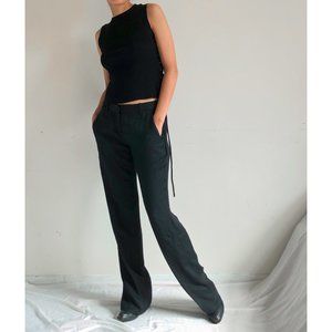 black straight leg trousers/ puddle pants